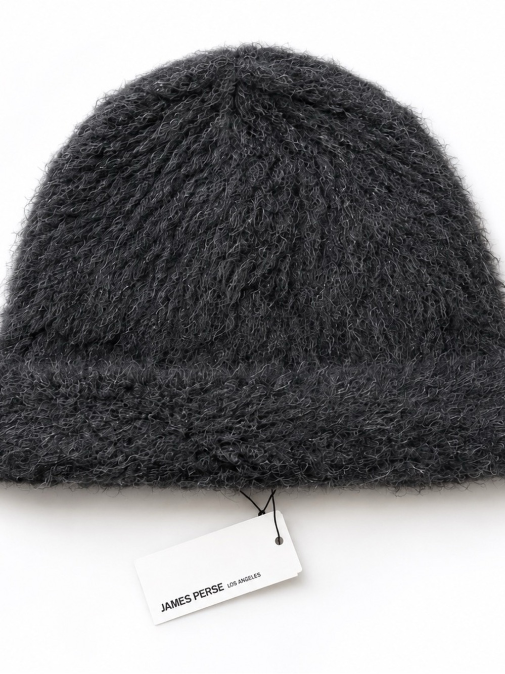 James Perse Charcoal Fuzzy Knit Beanie Hat